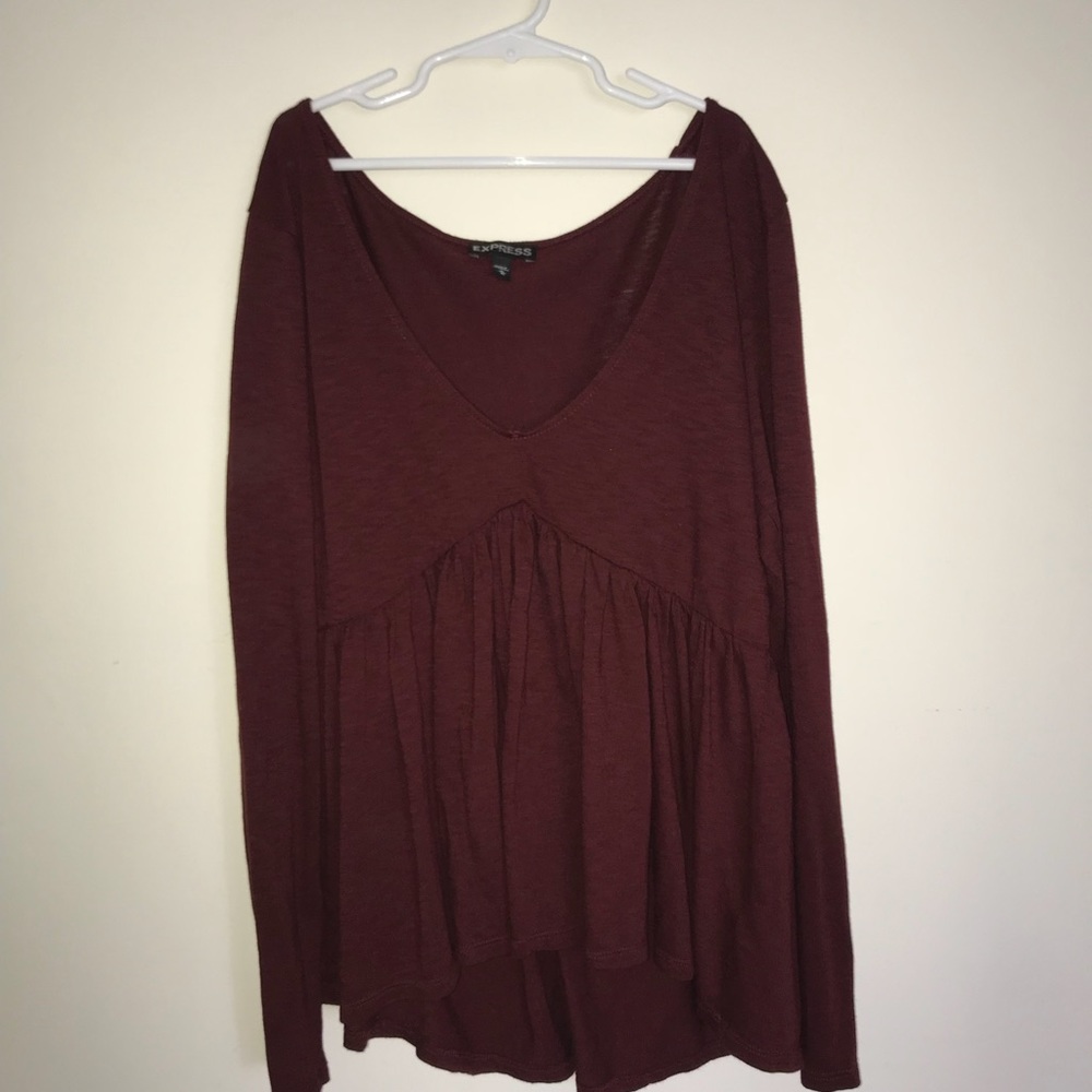 Flirty express long sleeve deep v blouse.